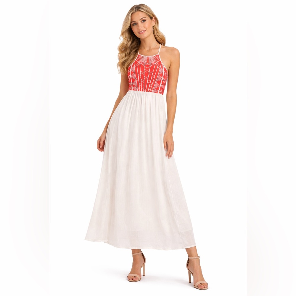 Jealous Tomato Red and White Maxi Dress